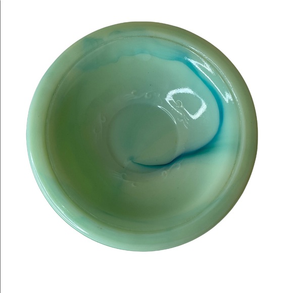 COPY - Vintage 1978 Avon Victoriana Blue & green Jadeite Glass Pitcher Bowl mil… - Picture 5 of 10